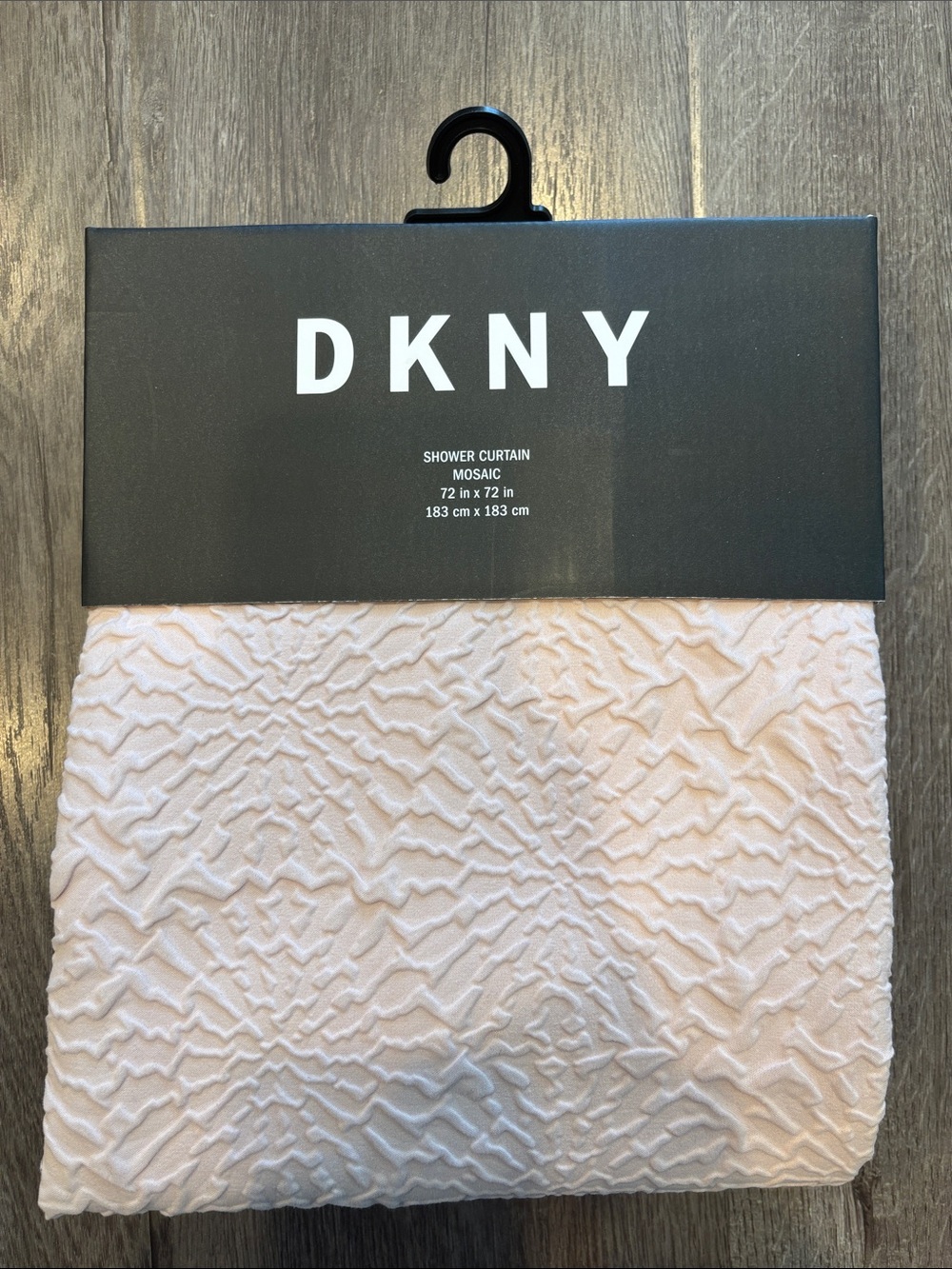 NWT: DKNY Textured Mosaic Shower Curtain - Light Pink